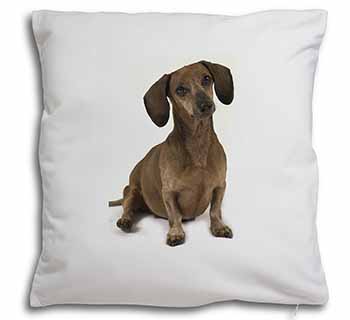 Cute Dachshund Dog Soft White Velvet Feel Scatter Cushion