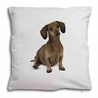 Cute Dachshund Dog Soft White Velvet Feel Scatter Cushion