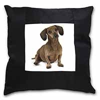 Cute Dachshund Dog Black Satin Feel Scatter Cushion