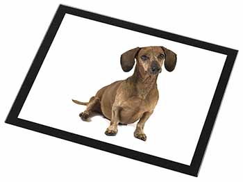 Cute Dachshund Dog Black Rim High Quality Glass Placemat