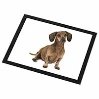 Cute Dachshund Dog Black Rim High Quality Glass Placemat