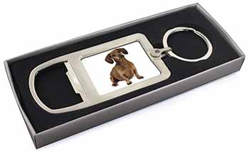 Cute Dachshund Dog Chrome Metal Bottle Opener Keyring in Box