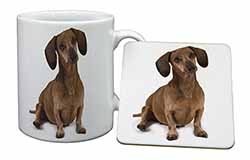 Cute Dachshund Dog Mug and Coaster Set