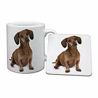 Cute Dachshund Dog Mug and Coaster Set