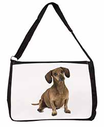 Cute Dachshund Dog Large Black Laptop Shoulder Bag School/College