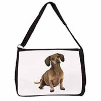 Cute Dachshund Dog Large Black Laptop Shoulder Bag School/College