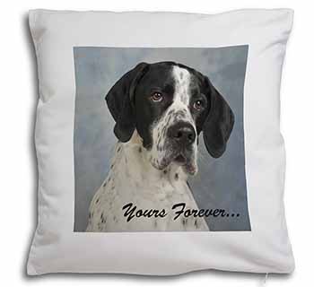 English Pointer Dog "Yours Forever..." Soft White Velvet Feel Scatter Cushion