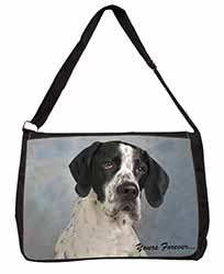 English Pointer Dog "Yours Forever..." Large Black Laptop Shoulder Bag School/Co