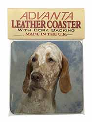 English Setter Single Leather Photo Coaster