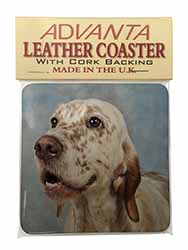 English Setter Dog Single Leather Photo Coaster