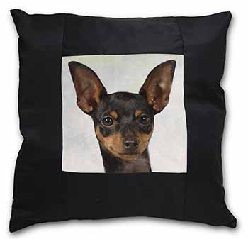 English Toy Terrier Dog Black Satin Feel Scatter Cushion