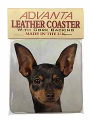 English Toy Terrier Dog Single Leather Photo Coaster