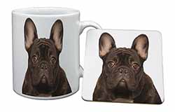 Black French Bulldog Mug and Coaster Set