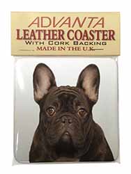 Black French Bulldog Single Leather Photo Coaster