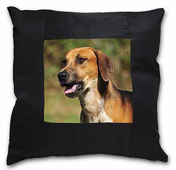 Foxhound Dog Black Satin Feel Scatter Cushion