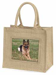 Alsatian/ German Shepherd Dog Natural/Beige Jute Large Shopping Bag