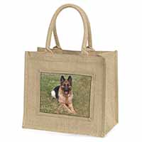 Alsatian/ German Shepherd Dog Natural/Beige Jute Large Shopping Bag