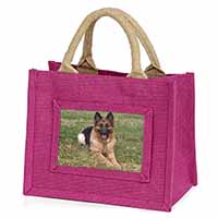 Alsatian/ German Shepherd Dog Little Girls Small Pink Jute Shopping Bag