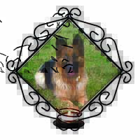 Alsatian/ German Shepherd Dog Wrought Iron Wall Art Candle Holder