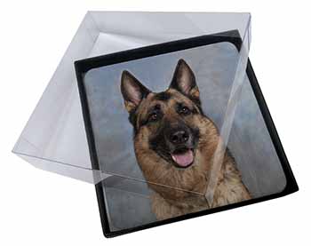 4x German Shepherd-Alsatian Picture Table Coasters Set in Gift Box