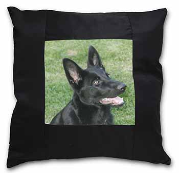 Black German Shepherd Dog Black Satin Feel Scatter Cushion
