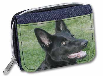 Black German Shepherd Dog Unisex Denim Purse Wallet
