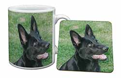 Black German Shepherd Dog Mug and Coaster Set