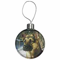 German Shepherd Dog in Snow Christmas Bauble