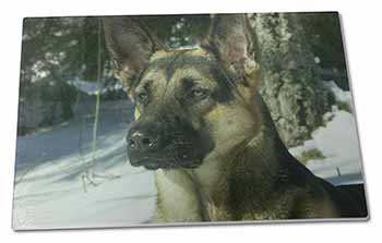 Large Glass Cutting Chopping Board German Shepherd Dog in Snow