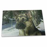 Large Glass Cutting Chopping Board German Shepherd Dog in Snow