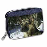 German Shepherd Dog in Snow Unisex Denim Purse Wallet