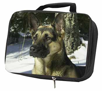 German Shepherd Dog in Snow Black Insulated School Lunch Box/Picnic Bag