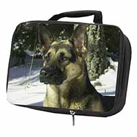 German Shepherd Dog in Snow Black Insulated School Lunch Box/Picnic Bag