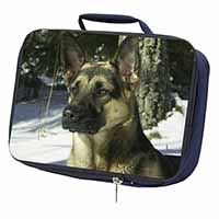 German Shepherd Dog in Snow Navy Insulated School Lunch Box/Picnic Bag