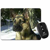 German Shepherd Dog in Snow Computer Mouse Mat