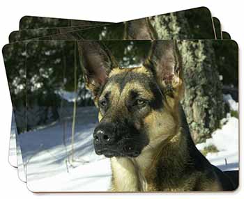 German Shepherd Dog in Snow Picture Placemats in Gift Box
