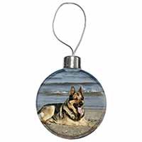 German Shepherd Dog on Beach Christmas Bauble