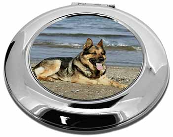 German Shepherd Dog on Beach Make-Up Round Compact Mirror