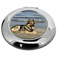 German Shepherd Dog on Beach Make-Up Round Compact Mirror