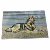 Large Glass Cutting Chopping Board German Shepherd Dog on Beach