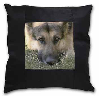 German Shepherd Black Satin Feel Scatter Cushion