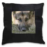 German Shepherd Black Satin Feel Scatter Cushion