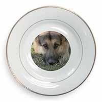 German Shepherd Gold Rim Plate Printed Full Colour in Gift Box