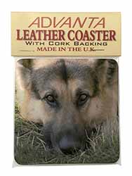 German Shepherd Single Leather Photo Coaster