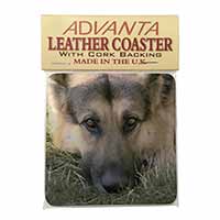 German Shepherd Single Leather Photo Coaster