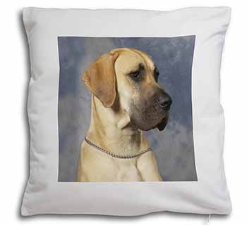 Fawn Great Dane Soft White Velvet Feel Scatter Cushion