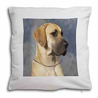 Fawn Great Dane Soft White Velvet Feel Scatter Cushion