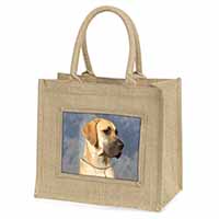 Fawn Great Dane Natural/Beige Jute Large Shopping Bag