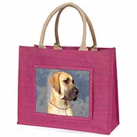Fawn Great Dane Large Pink Jute Shopping Bag