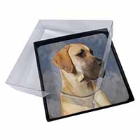 4x Fawn Great Dane Picture Table Coasters Set in Gift Box